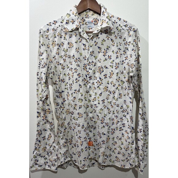 Mastai Ferretti Other - Mastai Ferretti Mens White Dress Shirt 15.3/4 Sz 40 Made In Italy Floral Medium